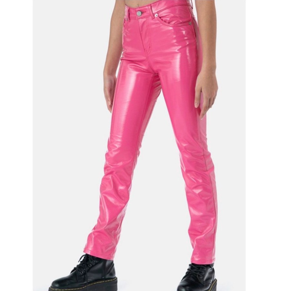 Pink leather pants